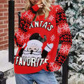Josefa® | Warm knitted sweater with Christmas snowflakes and embroidered Santa Claus for women