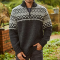 Men's Vintage Contrast Jacquard Iceland Half Zip Collar Sweater elevenforest