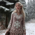 Women's Christmas Celtic Knot Snowflake Pink V-neck Sweater artswardrobe