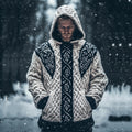 Men's Viking Rune Celtic Knot Contrast Jacquard Crew Neck Sweater artswardrobe