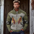 Men'S Outdoor Fisherman Jacquard Knit Zipper Sweater artswardrobe