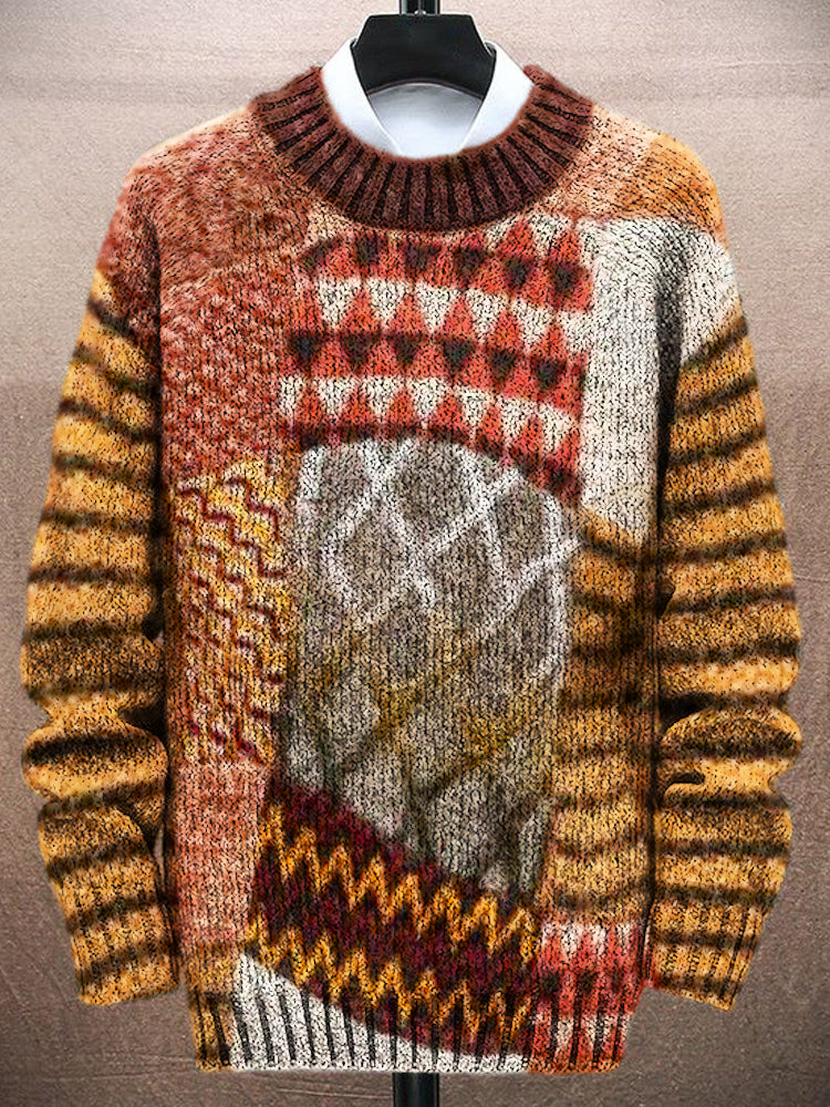 Vintage Geometric Patchwork Men's Knit Sweater artswardrobe