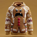 Comstylish Men's Angry Gingerbread Man Hooded Ugly Sweater
