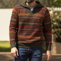 Men'S Vintage Ethnic Jacquard Knit Zipper Sweater elevenforest