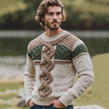Men's Ireland Jacquard Cozy Pullover Aran Sweater artswardrobe