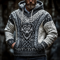 Men's Viking Wolf Inspired Celtic Chunky Hooded Sweater elevenforest