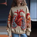 Vintage Halloween Human Heart Art Chunky Knitted Sweater artswardrobe