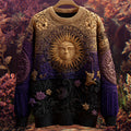 Halloween Mystical Celestial Glitter Moon & Stars Cozy Knit Sweater artswardrobe