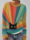 Rainbow Cat Art Women's Sweater artswardrobe