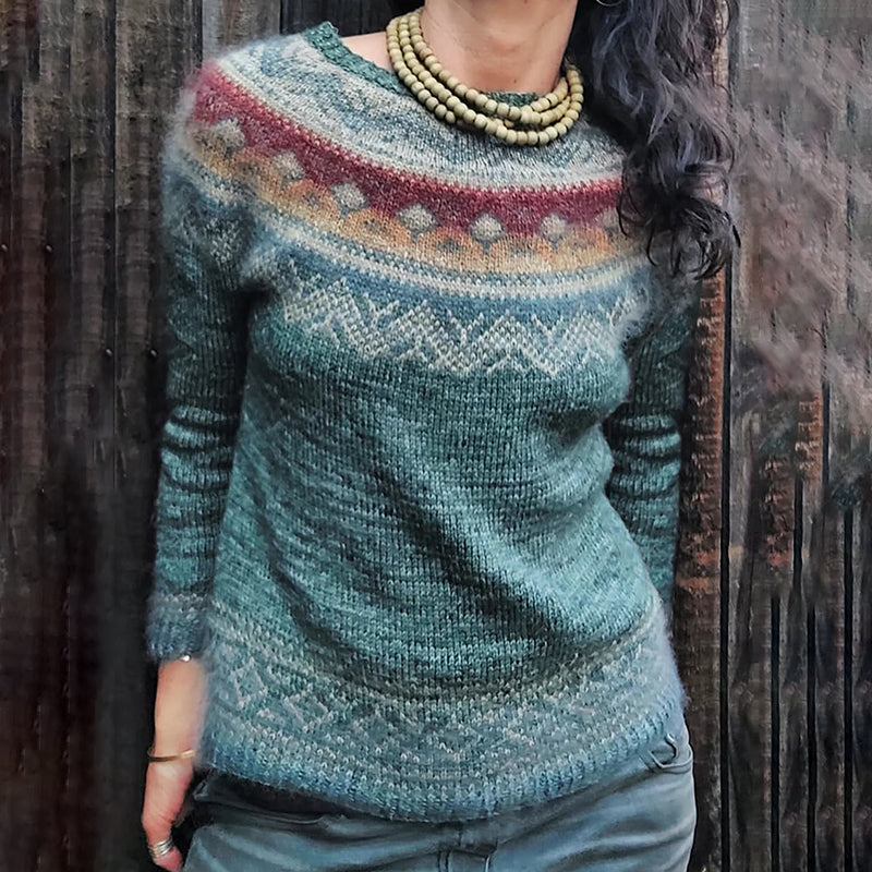 Women'S Fairman Island Gradient Geometric Jacquard Sweater artswardrobe
