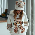 Comstylish Women's Cute Winter Catart Knitted Warm Sweater