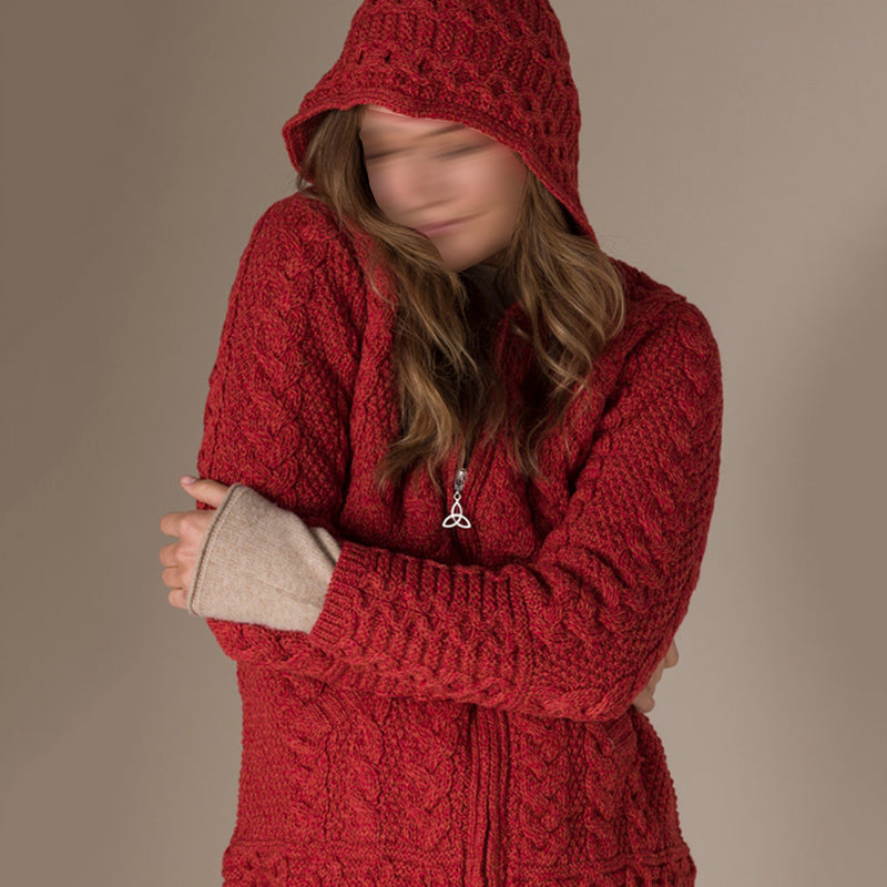 Celtic Knot Hooded Zip Aran Sweater elevenforest