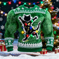 Comstylish Men's Christmas Cat Decorative Light Printed Cozy Sweater