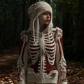 Halloween Skull Sequin Art Knit Zipper Hooded Sweater artswardrobe