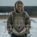Men's Vintage Viking Celtic Knot Wolf Art Cozy Knit Sweater artswardrobe