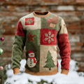 Comstylish Men's Retro Christmas Color-blocked Design Knitted Sweater