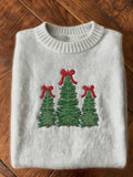 Comstylish Women's Christmas Art Print Casual Sweater