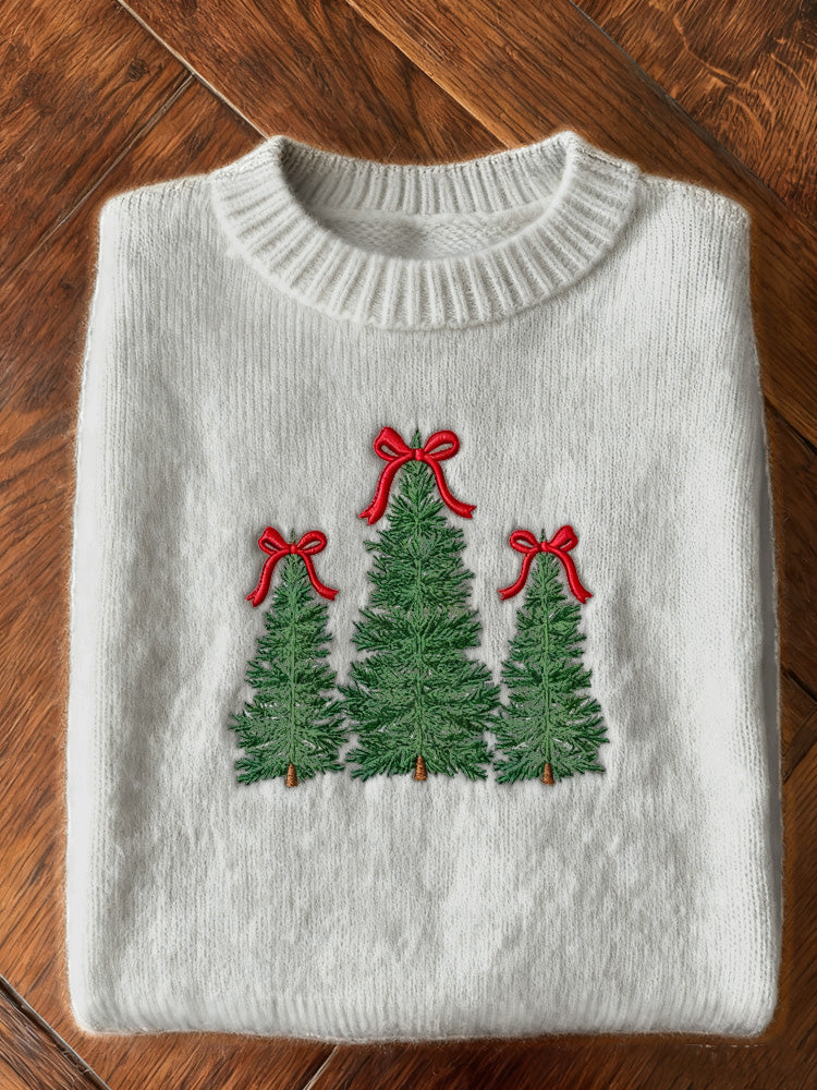 Comstylish Women's Christmas Art Print Casual Sweater