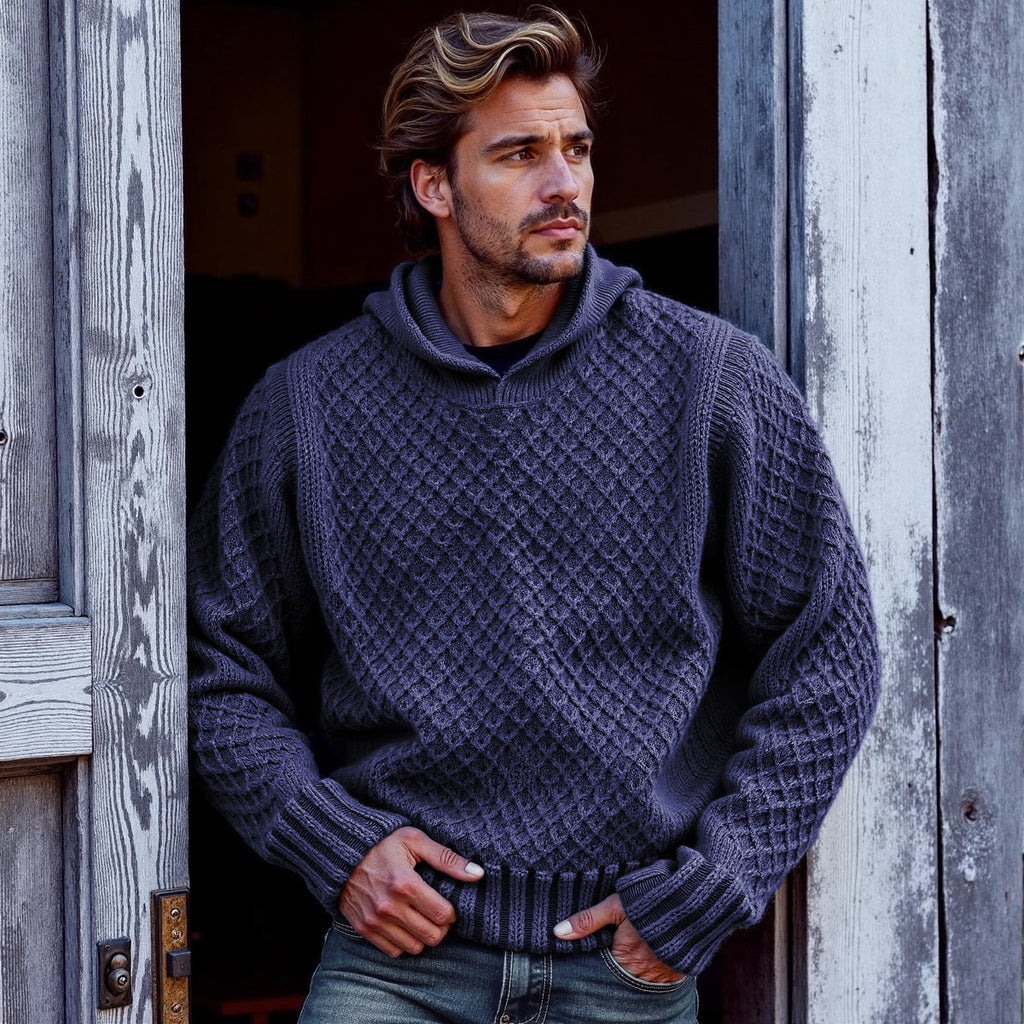 Men's Retro Cross Pattern Hooded Sweater artswardrobe
