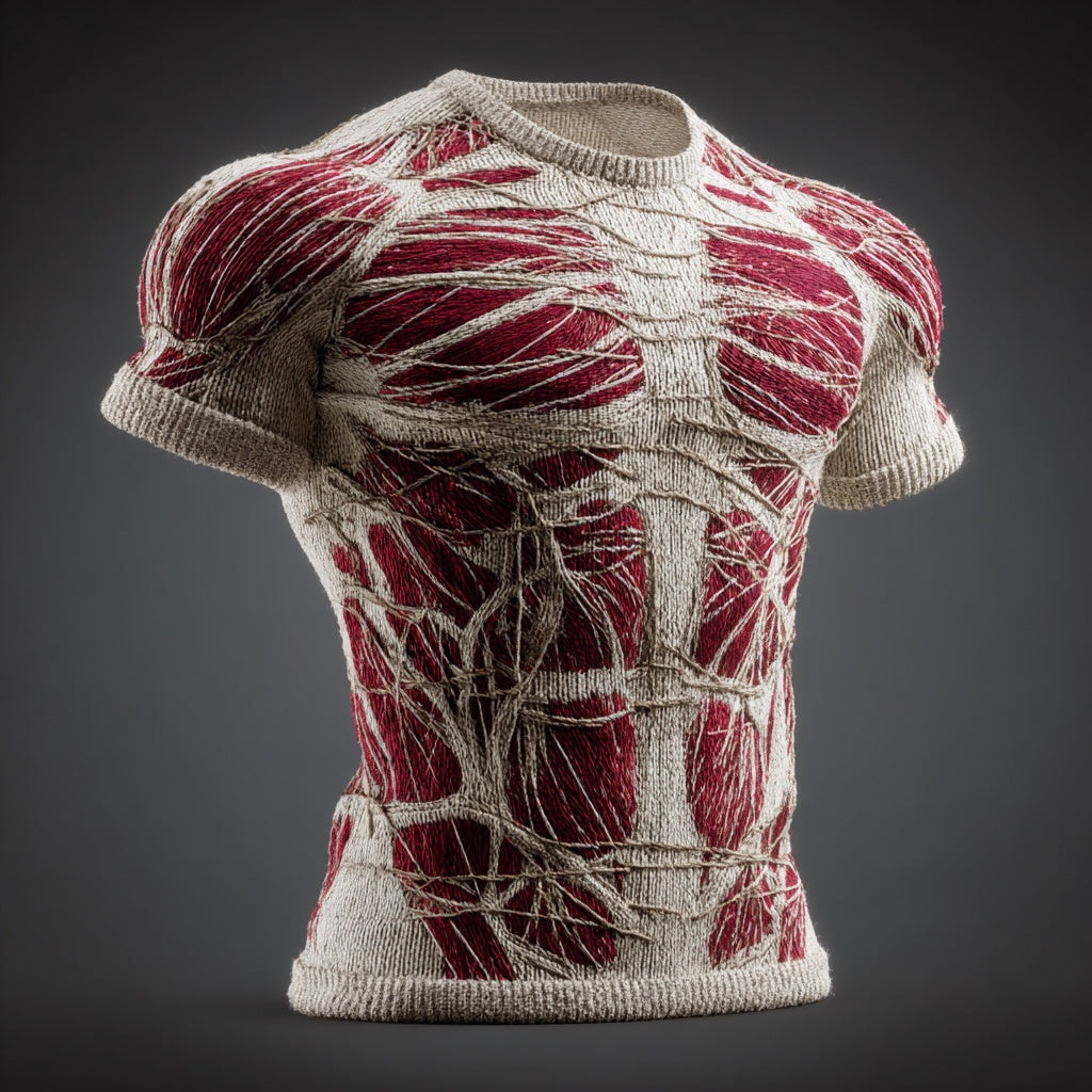 Men's Vintage Muscle Anatomy Art Short Sleeve Sweater artswardrobe