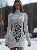 Viking Style Winter Women's Warm High Neck Knitted Sweater Dress artswardrobe