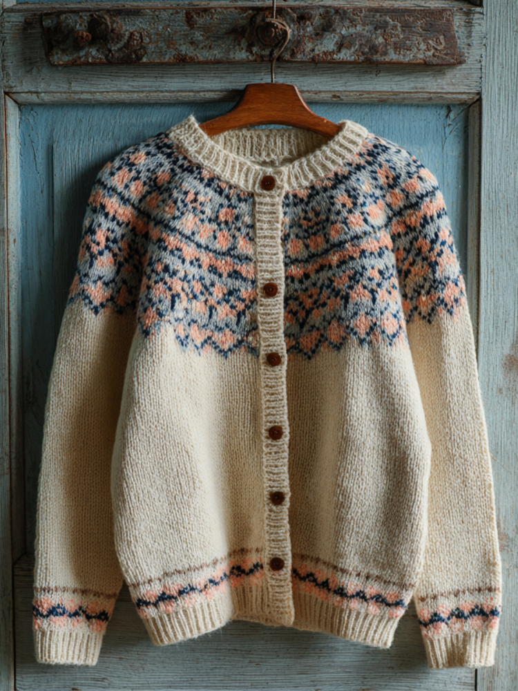 Women's Retro Autumn And Winter Knitted Round Neck Sweater Coat artswardrobe