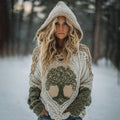 Women's Viking Tree Of Life Celtic Knot Cozy Knit Hooded Sweater artswardrobe