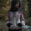 Women's Viking Style Tree Of Life Black And White Patchwork Mysterious Hooded Sweater artswardrobe