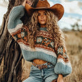 Women's Vintage Floral Oversized Knitted Sweater artswardrobe