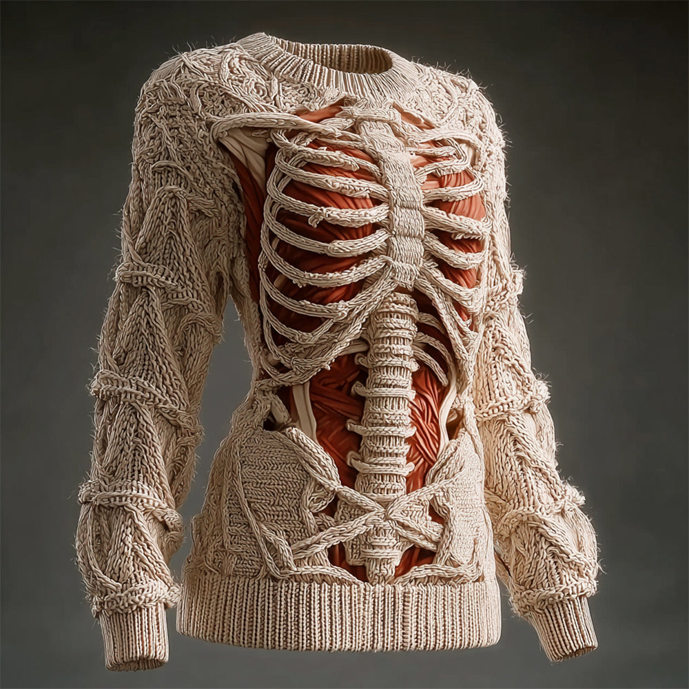 Halloween Musculoskeletal Anatomy Art Women's Knit Crew Neck Sweater artswardrobe