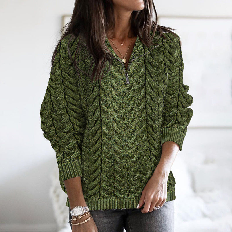 Women's Super Soft Honeycomb Half Zip Aran Sweater elevenforest