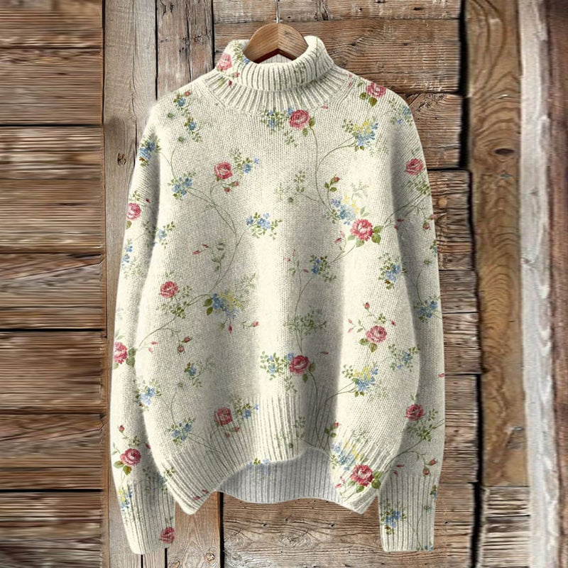 Vintage Tribal Floral Art Print Knit Sweater artswardrobe