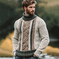 Vintage Irish Celtic Knotted Warmth Knit Jacquard Turtleneck Sweater artswardrobe