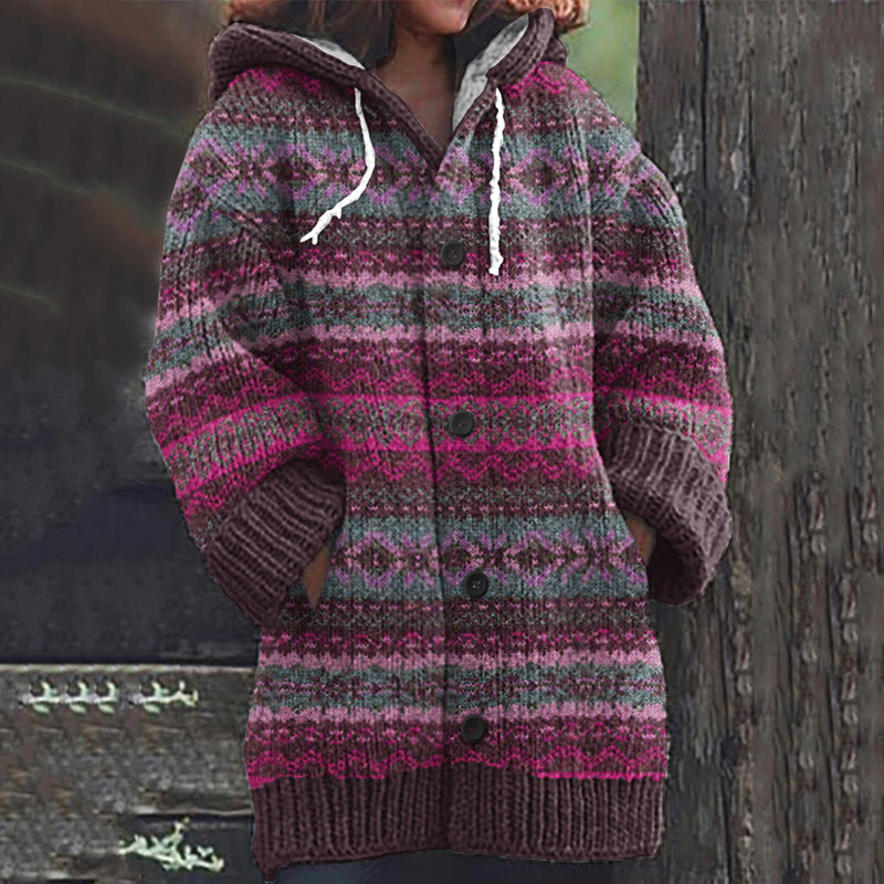 Vintage Icelandic Knit Jacquard Warmth Print Women's Sweater elevenforest
