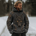 Men's Vintage Viking Celtic Knot Wolf Cozy Knit Hooded Sweater artswardrobe