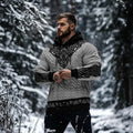 Men's Viking Tribal Jacquard Celtic Inspired Chunky Knit Hooded Sweater artswardrobe