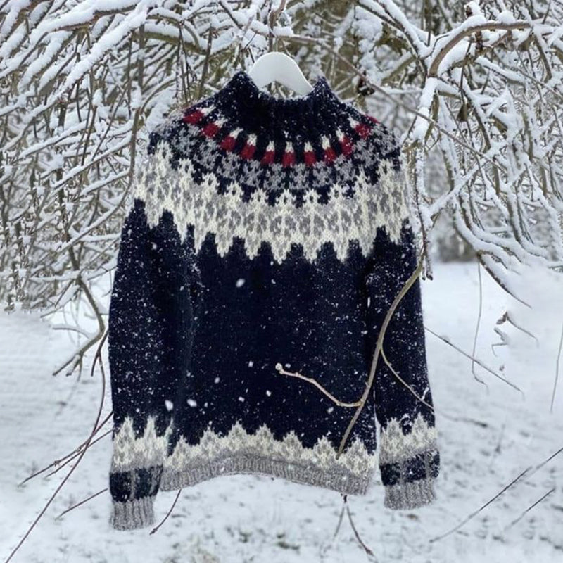 Vintage Beautiful Knit Jacquard Crew Neck Sweater（Unisex） elevenforest