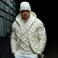 Men'S Retro Geometric Knit Jacquard Warm Hooded Sweater elevenforest