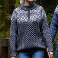 Woman Aran Half-Zip Jacquard Sweater artswardrobe