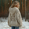 Women's Viking Pattern Cozy Knit Hoodie Sweater artswardrobe