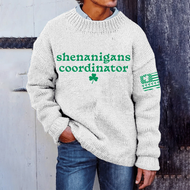 Men'S St. Patrick'S Day Printed Knit Crew Neck Sweater artswardrobe