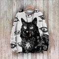 Vintage Cat Art Print Pullover Knitted Sweater elevenforest