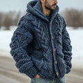 Men's Fair Isle Knit Casual Solid Hooded Sweater artswardrobe