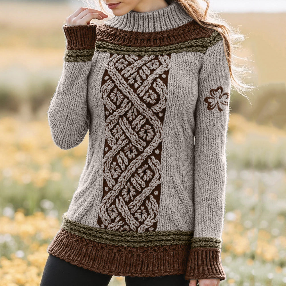 Women's Celtic Classic Knotted Contrast Jacquard Sweater artswardrobe