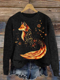 Fox Floral Art Cozy Knit Sweater artswardrobe