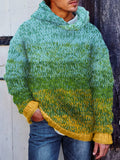Men's Irish Inspired Gradient Art Crochet Cozy Hooded Sweater artswardrobe