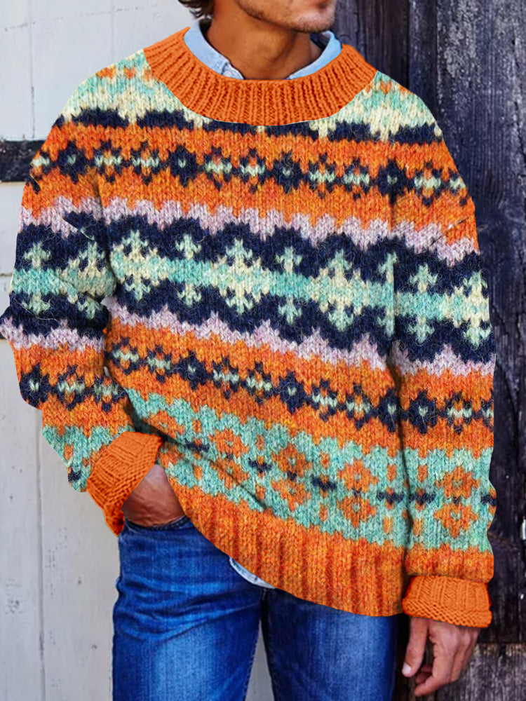 Men's Scottish Fairisle Knit Pattern Cozy Sweater artswardrobe
