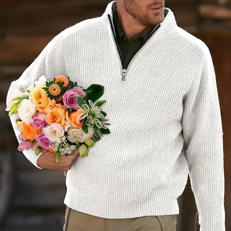 Vintage Scandinavian Warmth Knit Jacquard Icelandic Half Zip Collar Sweater Unisex elevenforest