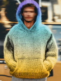 Men's Vintage Multicolor Gradient Art Knitted Hooded Sweater artswardrobe