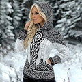 Women's Viking Color Block Celtic Hooded Sweater artswardrobe